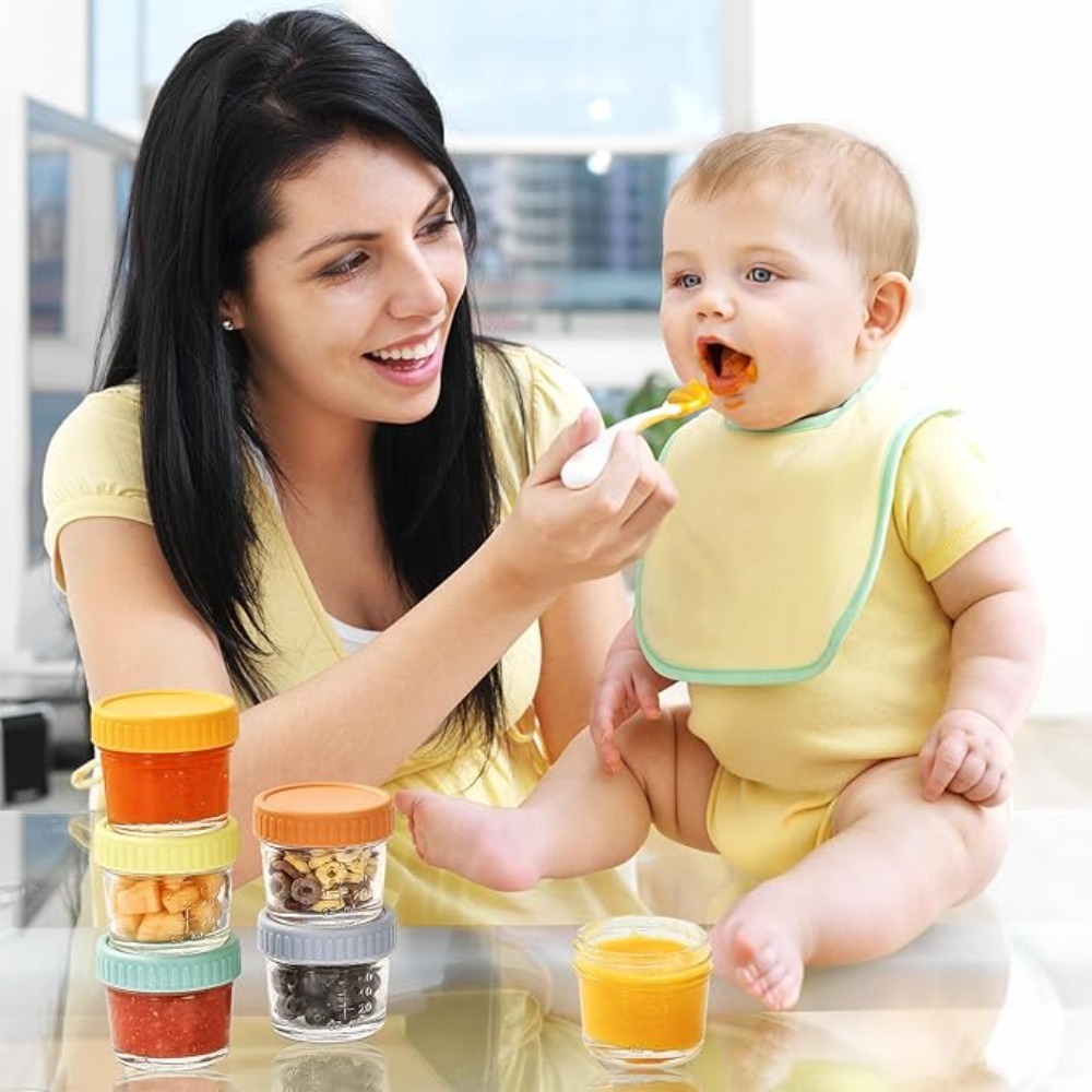 Baby Food Glass Jars - Set di 6 Barattoli in Vetro