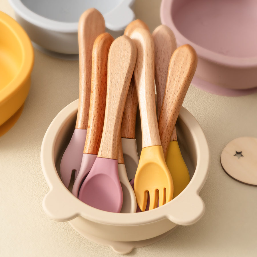 Baby Food Utensils - Mamaplan Silicone Baby Cucchiaio Forchetta Manico